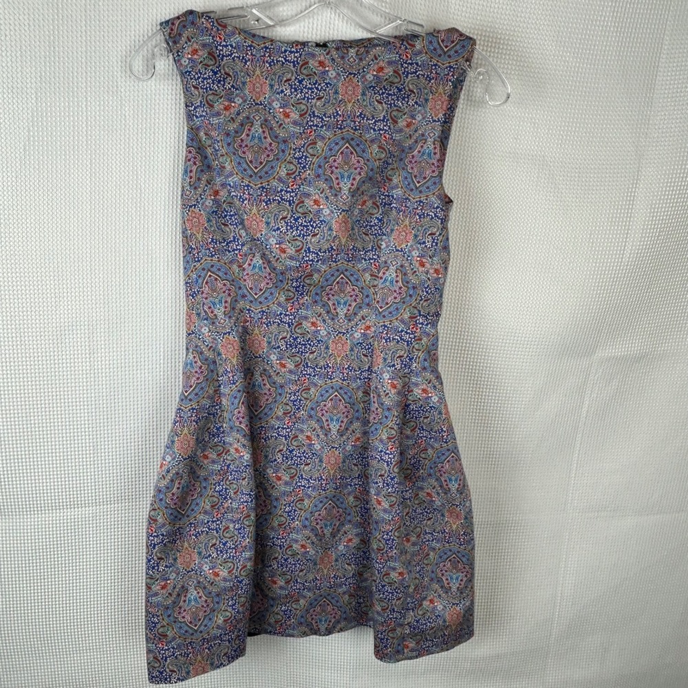 Zara Woman Blue Paisley Floral Sleeveless Fit and Flare Mini Dress XS